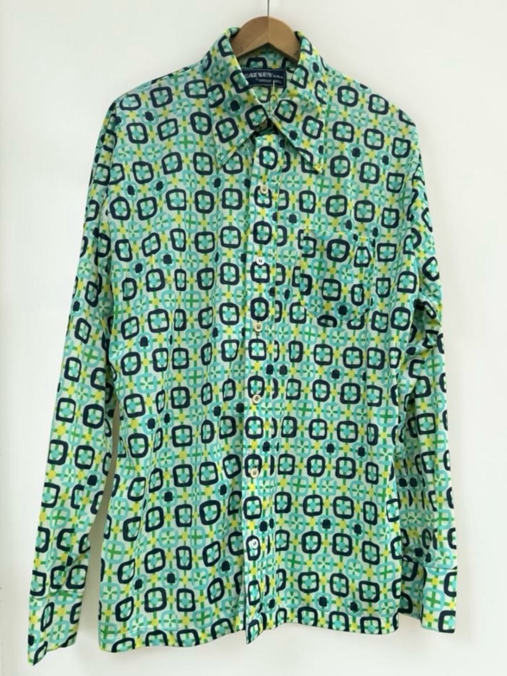 Vintage 1970’s GATSBY USA by Robert Bruce Long Sleeve Geometric Disco Shirt XL